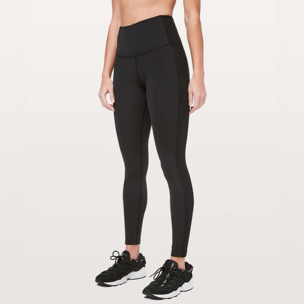 Lululemon Black Wunder Under Rib Panel Pocket Leggings size 6